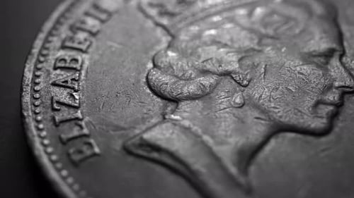 Close Up of Queen Elizabeth Coin, Black and White