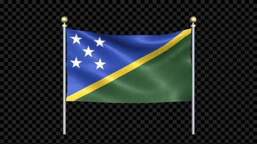 Solomon Islands National Flag Waving Animation on Transparent Background