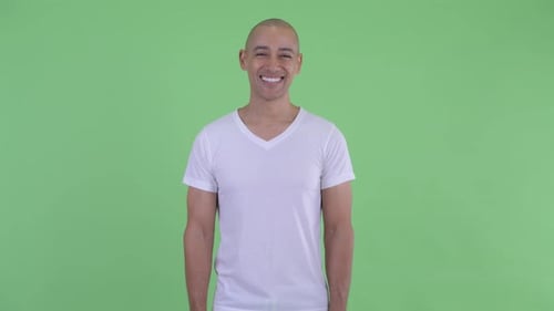 Happy Handsome Bald Man Smiling