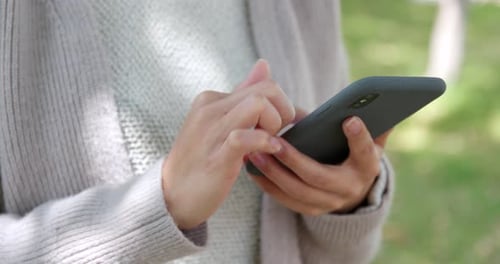 Close up of using mobile phone