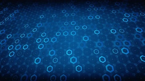 Animated Futuristic Blue Hexagon Grid Technology Background