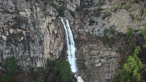 Aerial Footage Mountain Waterfall in UHD