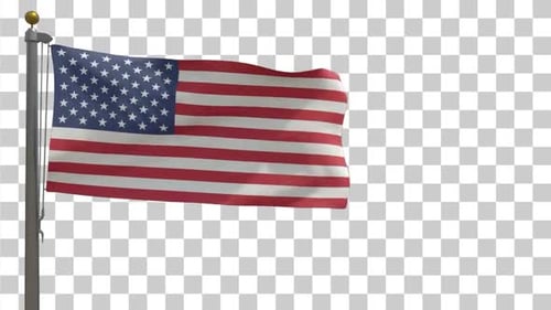 Waving American Flag on Transparent Background