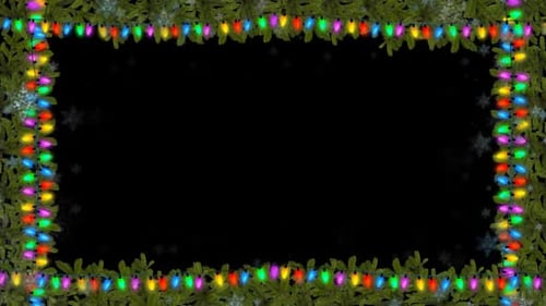 Christmas Fir Branch and Twinkling Lights Festive Frame