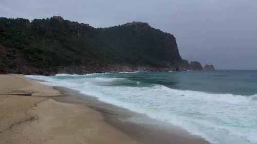 Storm at Sea Filmed on a Drone Alanya Turkey 4 K