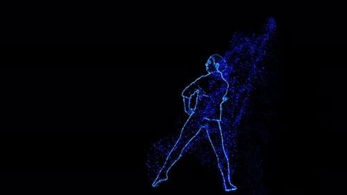 Futuristic Particle Dance: Glowing Silhouette Animation