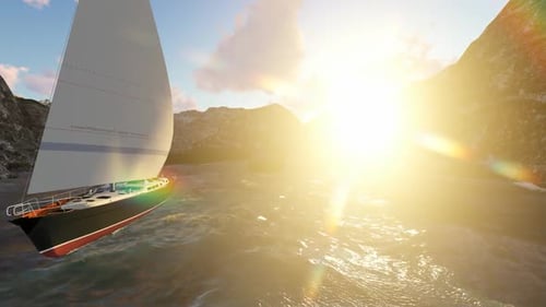 Realistic 3D Animated Boats on Mountain Lake
