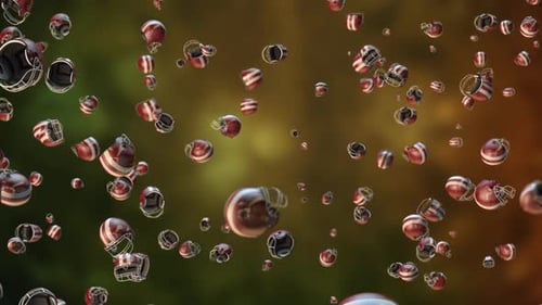 Seamless Loop of Falling American Football Helmets