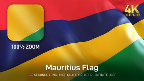 Mauritius National Flag Waving Seamless Loop