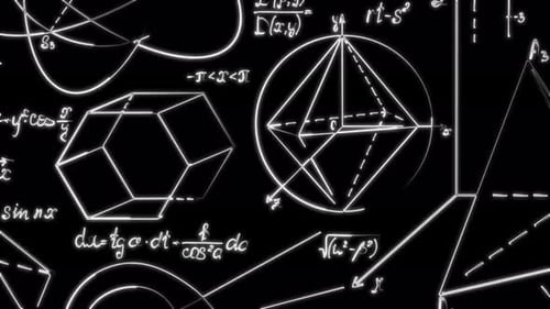 Animated Mathematical Equations and Geometric Shapes Background