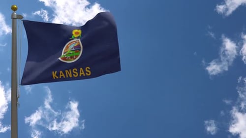 Waving Kansas State Flag in Realistic 3D Animation