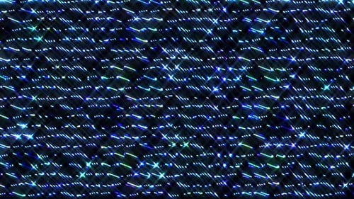 shining bright lines set blue wave motion, colorful, on black background