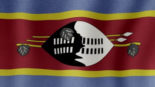 Waving Flag of Eswatini with Realistic Fabric Texture