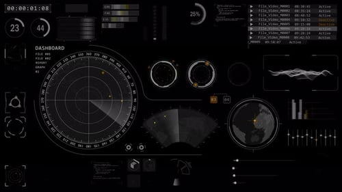 Sonar radar screen searching with futuristic HUD UI abstract background Alpha channel included