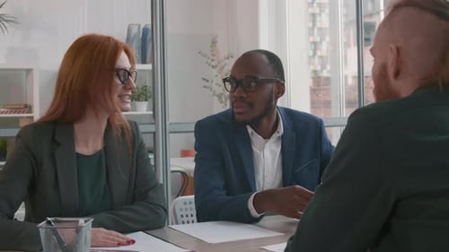 Unrecognizable Man Having Successful Job Interview