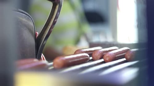 Fast Food Sausages For Hot Dogs On The Grill