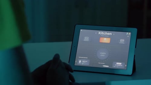Tablet Displaying Smart Home Control Application