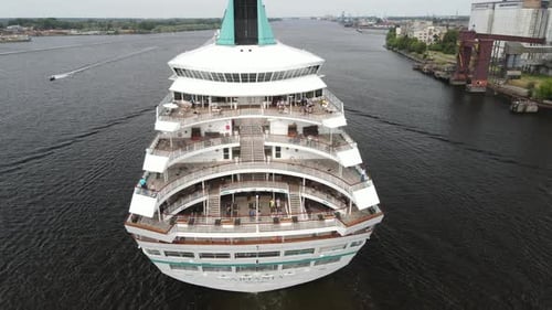 Majestic Cruise Ship Sailing on a Calm River