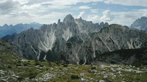 Aerial View of Auronzo Di Cadore of Cadini Di Misurina Mountains Group in Dolomites Italy Part of