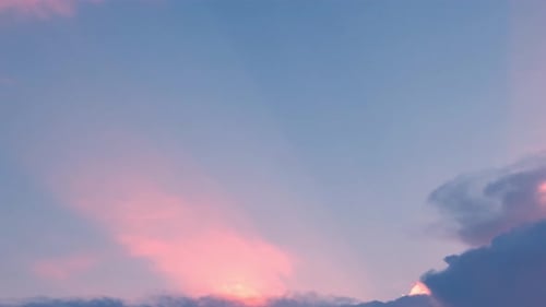 Pastel Sky Shimmers at Sunset with Ethereal Clouds