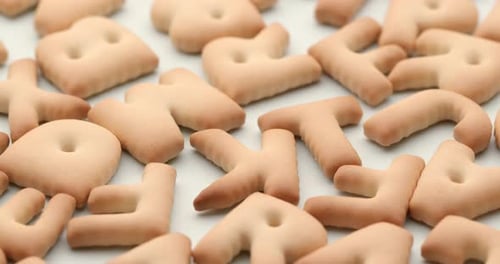 Alphabet Cookies in a Close Up Shot
