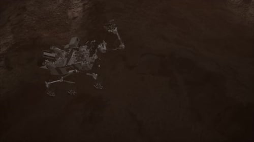 3D Animation of Rover Exploring Rocky Alien Planet Surface