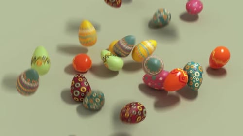 Colorful Easter Eggs Falling and Bouncing Animation