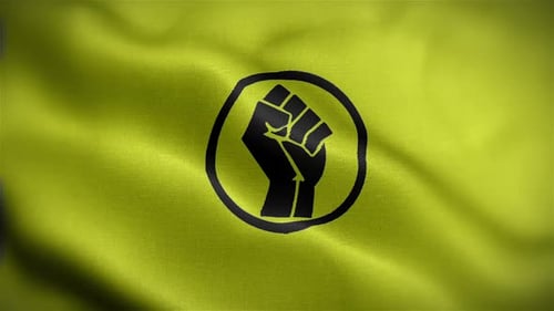Waving Yellow Flag with Raised Fist Icon Animation