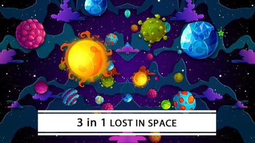 Colorful Cartoon Space Planets Seamless Loop Background