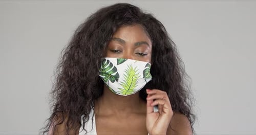 Black Woman in Fabric Mask