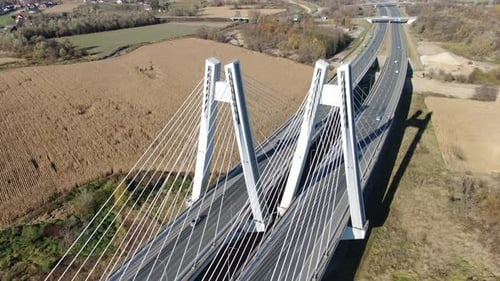 Aerial view of Bridge of Cardinal Franciszek Macharski in Krakow, Poland