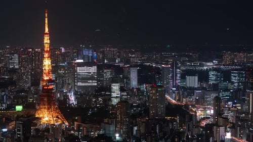 time lapse of Tokyo city at night, Japan