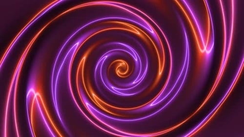 Abstract Neon Glowing Spiral Tunnel Background Loop