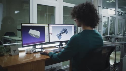 3D-Designer mit Computer im Studio