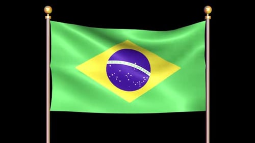 Waving Brazil Flag Animation on Golden Poles
