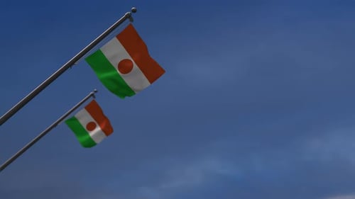 Niger Flags In The Blue Sky - 4K