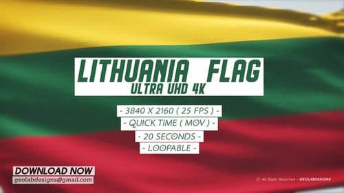 Waving Lithuanian National Flag Animation
