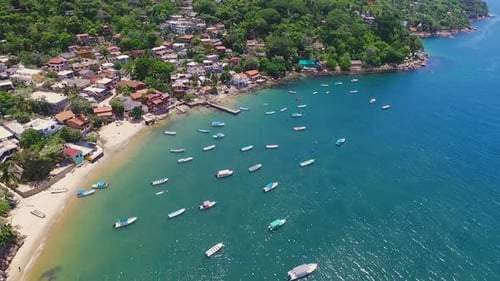 Scenic Aerial View of Tropical Beach with Boats