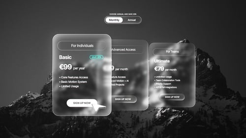 Glassmorphism Pricing Plan Interface Animation