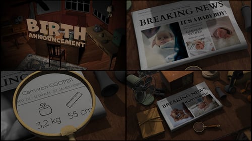 Birth Announcement in the style of a Thriller Trailer