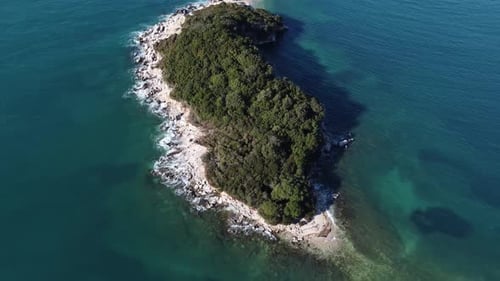 Aerial drone view of the beautiful seaside coast on a sunny day