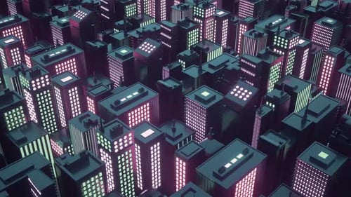 Cyberpunk Futuristic City with Skyscrapers