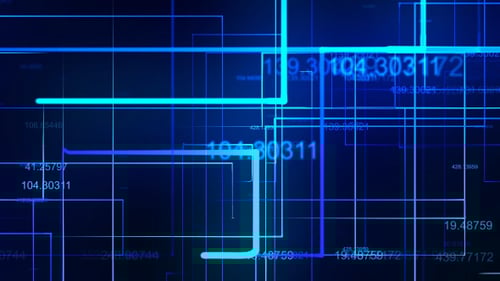 Futuristic Blue Network Grid with Data Processing Animation Loop