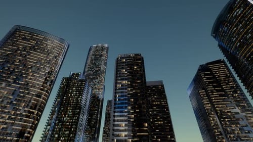 Rascacielos de la ciudad de noche