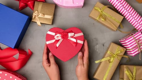 Gift Boxes Arranged With Heart Shaped Box