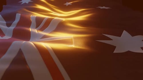 Animated Waving Flag with Abstract Glowing Light Effect Background