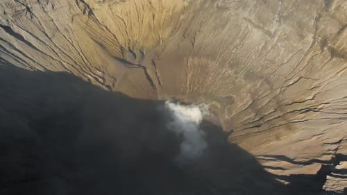 Aerial View the Crater of the Famous Active Bromo Volcano or Mount Gunung Bromo Inside the Tengger
