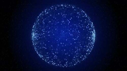 Abstract Digital Blue particle energy sphere Globe, Futuristic Technology