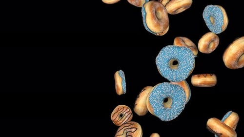 Sweet Donuts Falling with Alpha Channel Loop