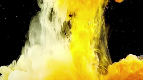 Abstract White and Yellow Ink Mixing in Water
